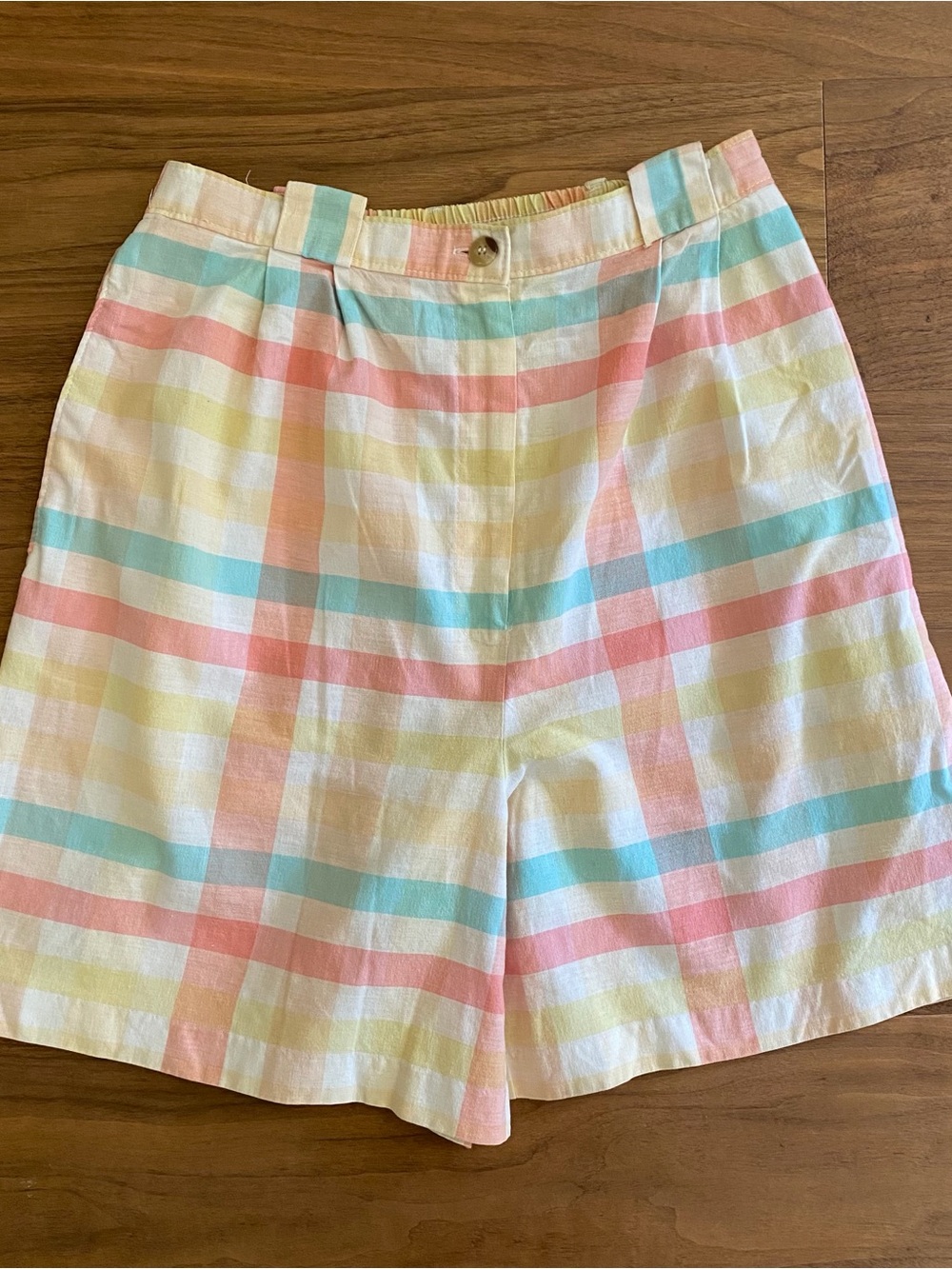 Jaclyn Sport Pastel Plaid High-Waist Women’s Shorts Vintage